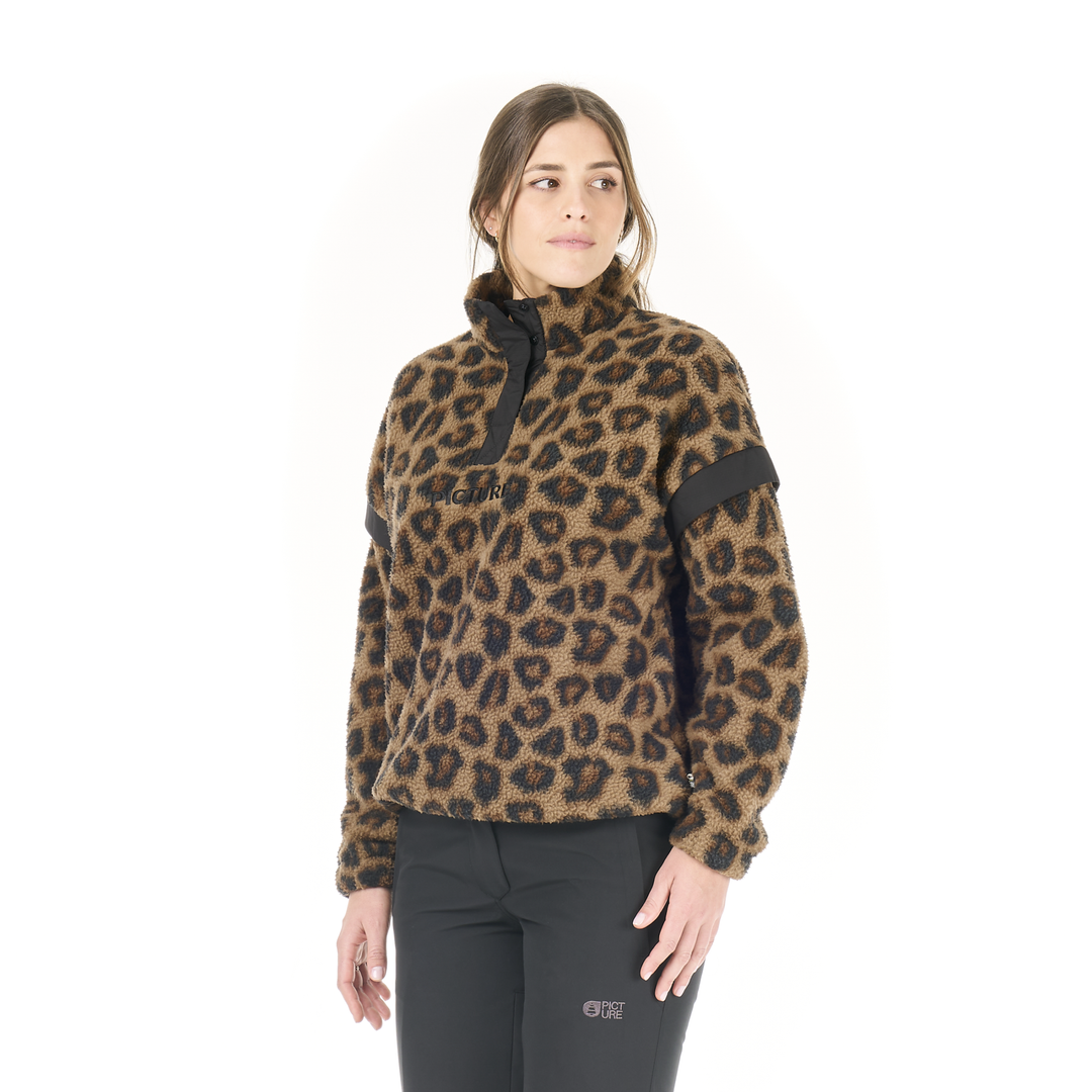 Picture Velora Printed 1/4 Fleece Wild Spot Print, indossato frontale