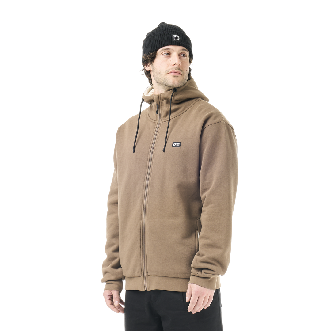 Picture Yinni Plush Zip Hoodie Shitake, indossato frontale