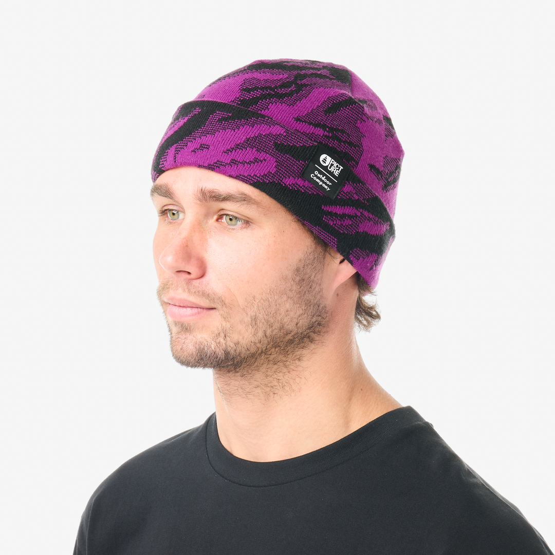 Picture Ribbing Beanie Clover, indossato laterale