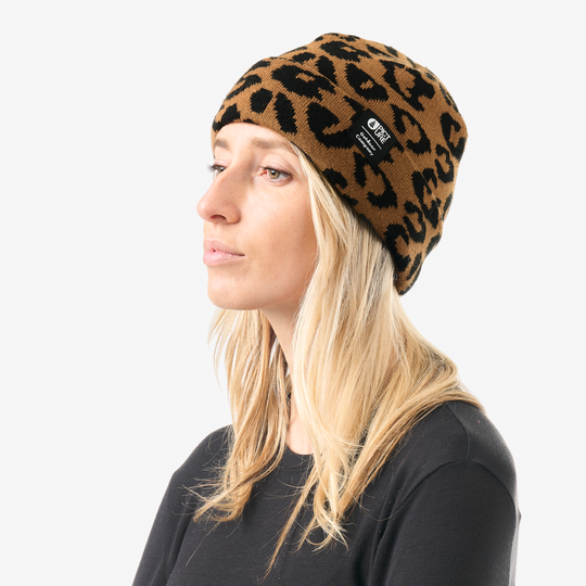 Picture Ribbing Beanie Wild Spot Print, indossato laterale