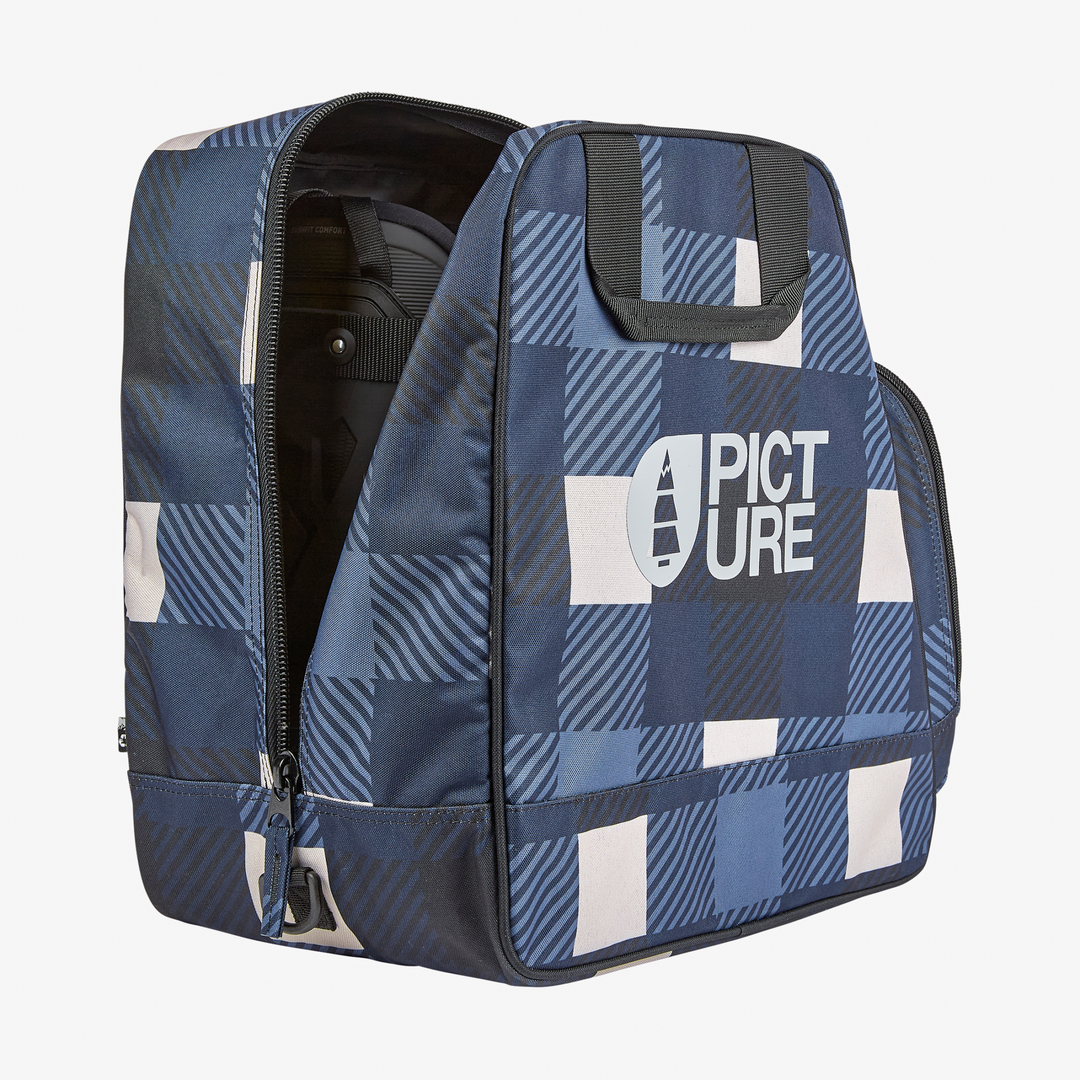Picture Shoes Bag Bluplaid Print, borsa aperta