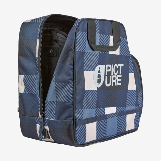 Picture Shoes Bag Bluplaid Print, borsa aperta