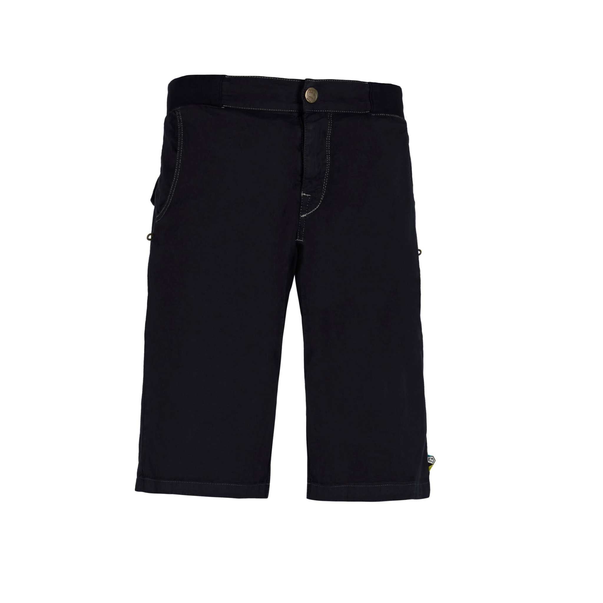 Kroc Flax urban climbing shorts in organic linen and cotton with back embroidery, adjustable belt, and dual brush holders, made in Italy