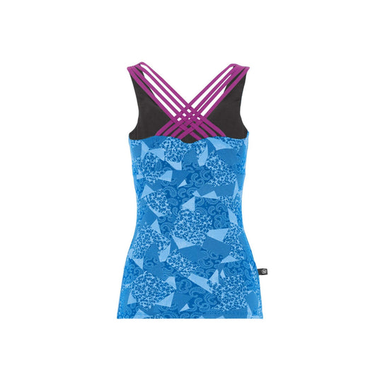 Sleeveless top with built-in bra, removable cups, elastic fabric, and embroidery, made in Italy.