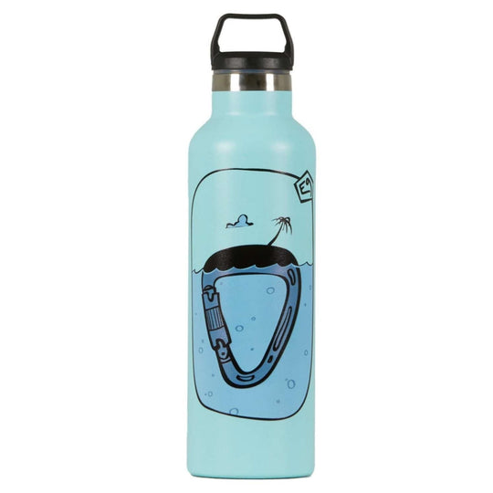 Stainless steel Boccetta water bottle with 750ml capacity and fun E9 design.