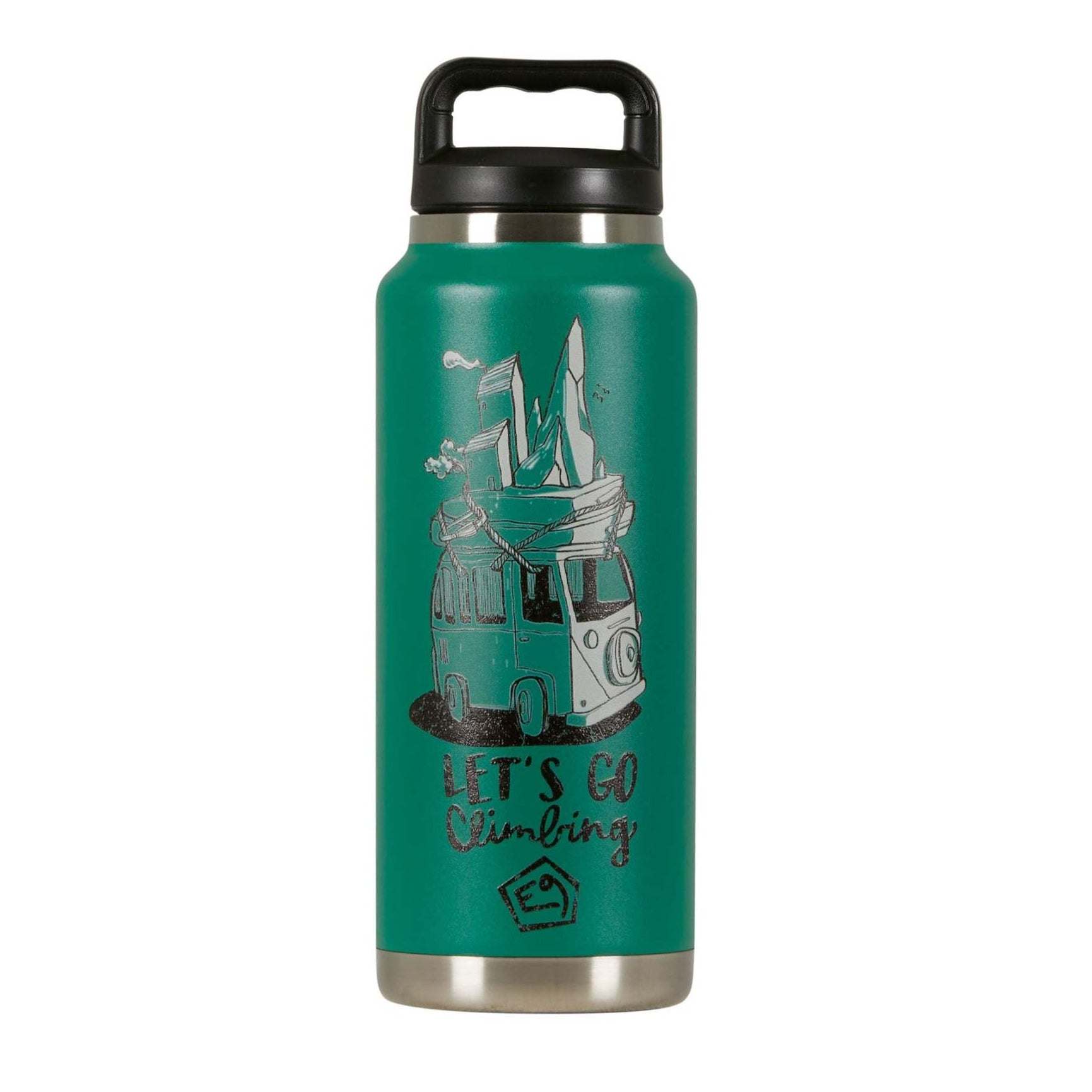 Boccia stainless steel thermal bottle, green, 1L capacity, sustainable plastic alternative.