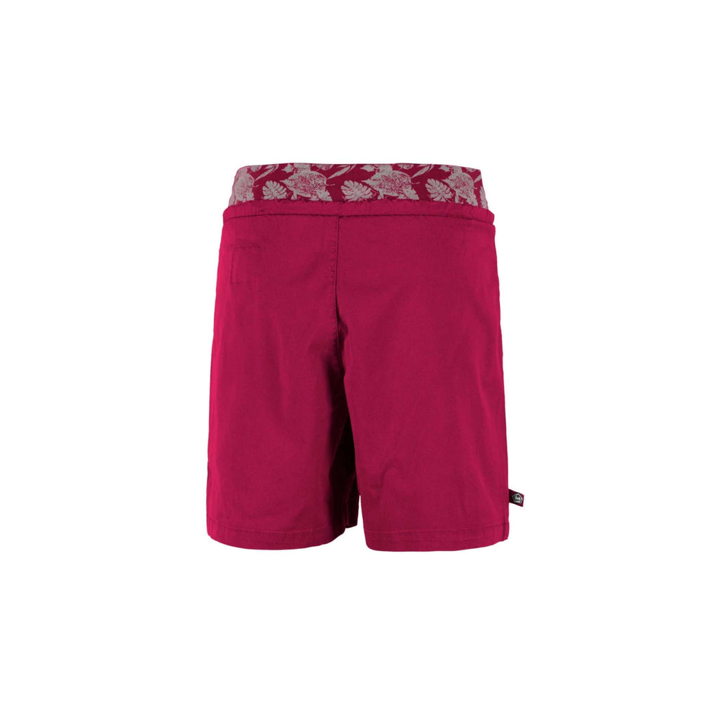Outdoor climbing shorts in lyocell, cotton, and linen blend with front embroidery and printed waistband.
