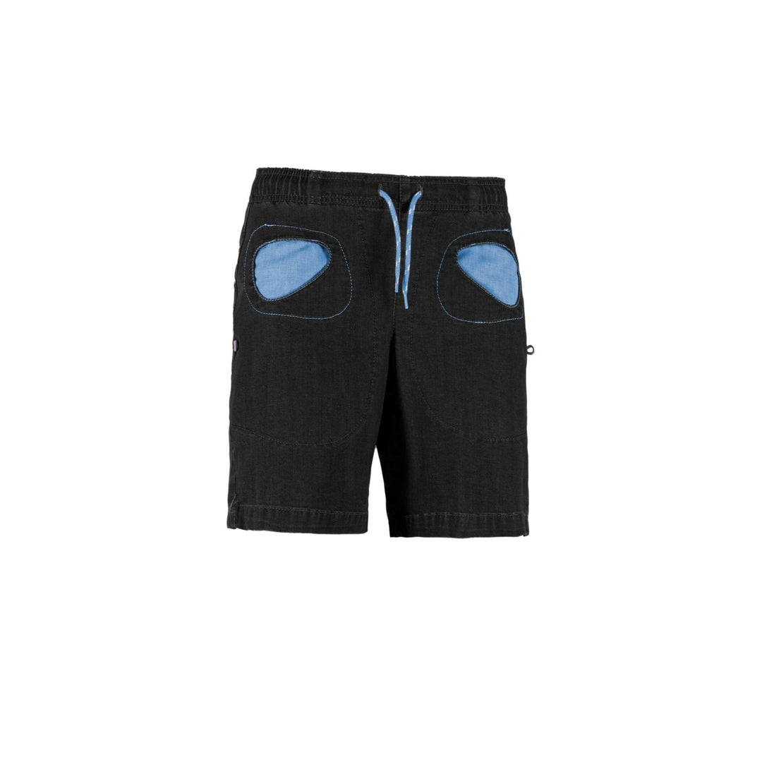 Onda Short Denim with adjustable belt, contrasting details, and rear pocket embroidery.