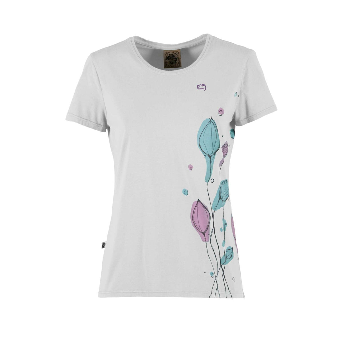 T-shirt in cotone biologico con stampa grande per arrampicata e attività all'aperto, vestibilità slim e manifattura italiana