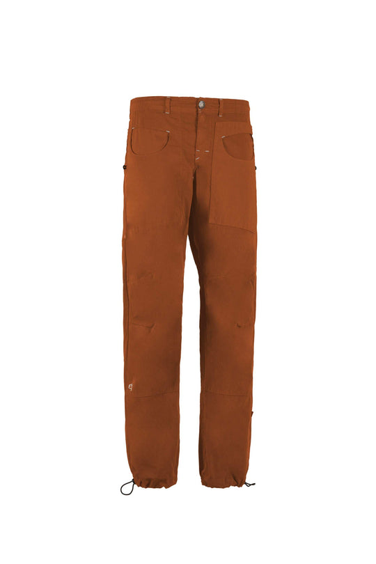 Pantaloni outdoor marrone ruggine in popeline di cotone, con tasche applicate e fondo gamba regolabile.