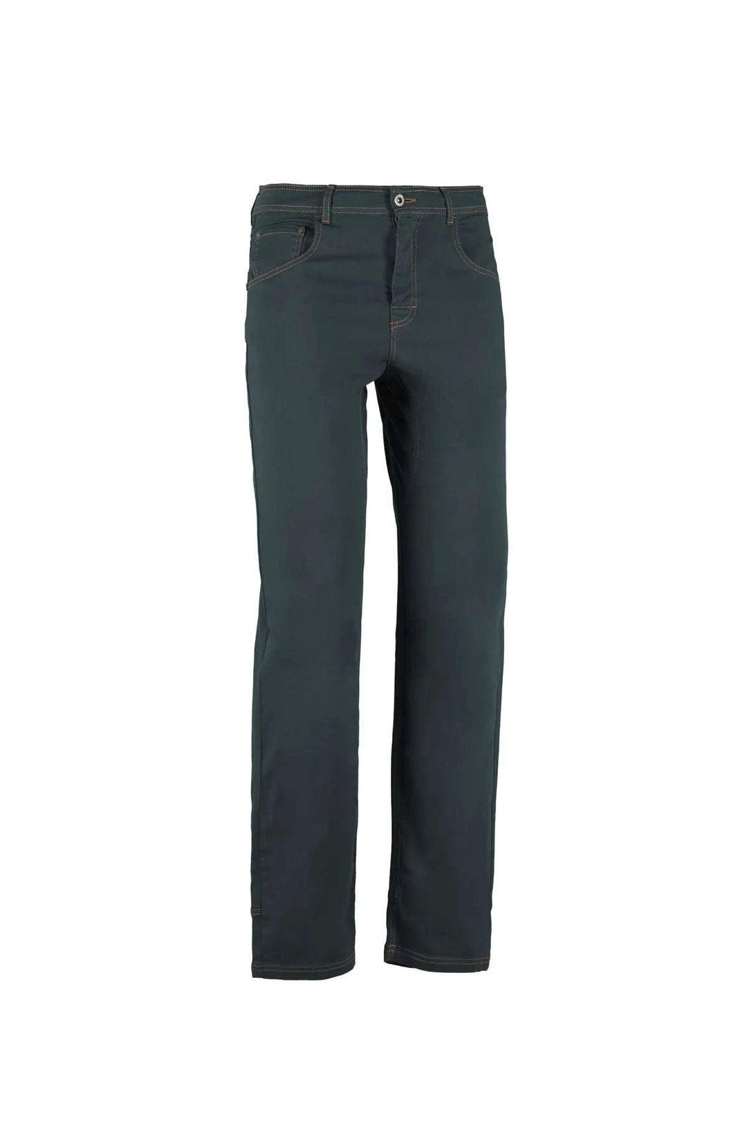 Pantaloni a 5 tasche in cotone biologico con ricamo sulla tasca posteriore, vestibilità regolare, prodotti in Italia per la linea Outdoor Concept