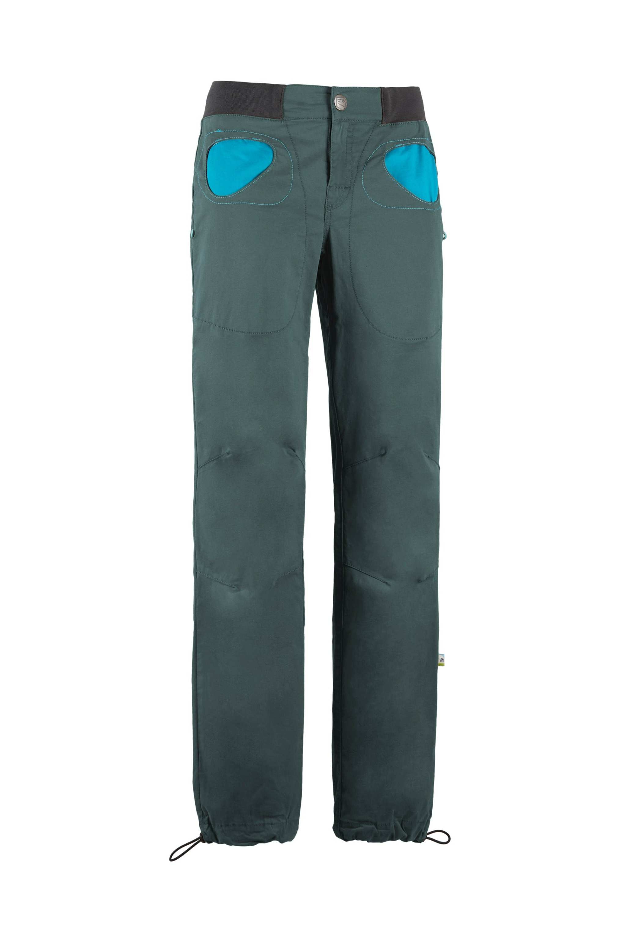 Slim fit Onda Story elastic outdoor climbing pants in organic cotton with adjustable waist and leg cuffs, made in Italy