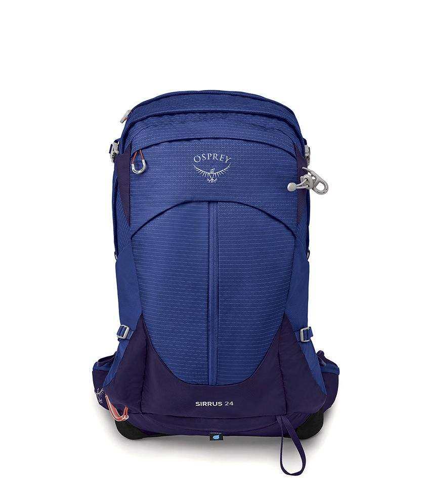 Sirrus 24 zaino da escursione blu con design ventilato, copertura antipioggia e numerose tasche, ideale per donne.