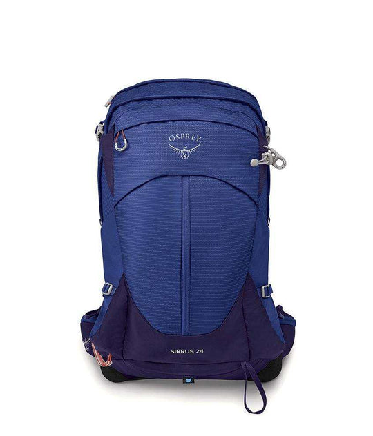 Sirrus 24 zaino da escursione blu con design ventilato, copertura antipioggia e numerose tasche, ideale per donne.