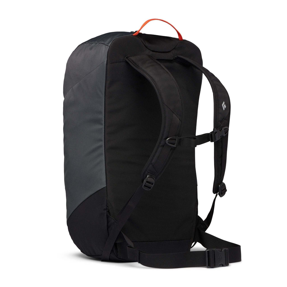 Black Diamond Stone 42 Duffel with recycled fabric, full-length zipper, and internal organizer pockets.