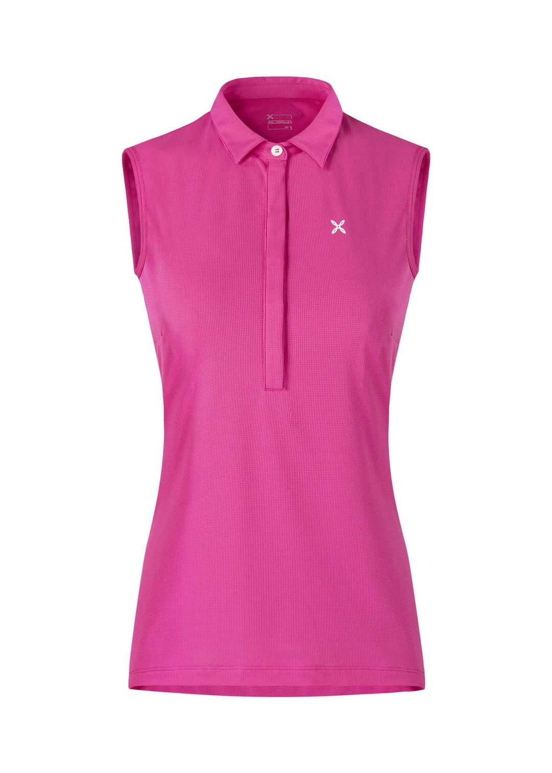 Summer Play Canotta Woman, pink sleeveless polo top, UV protection, quick-dry Deltapeak™ fabric, ideal for outdoor activities.