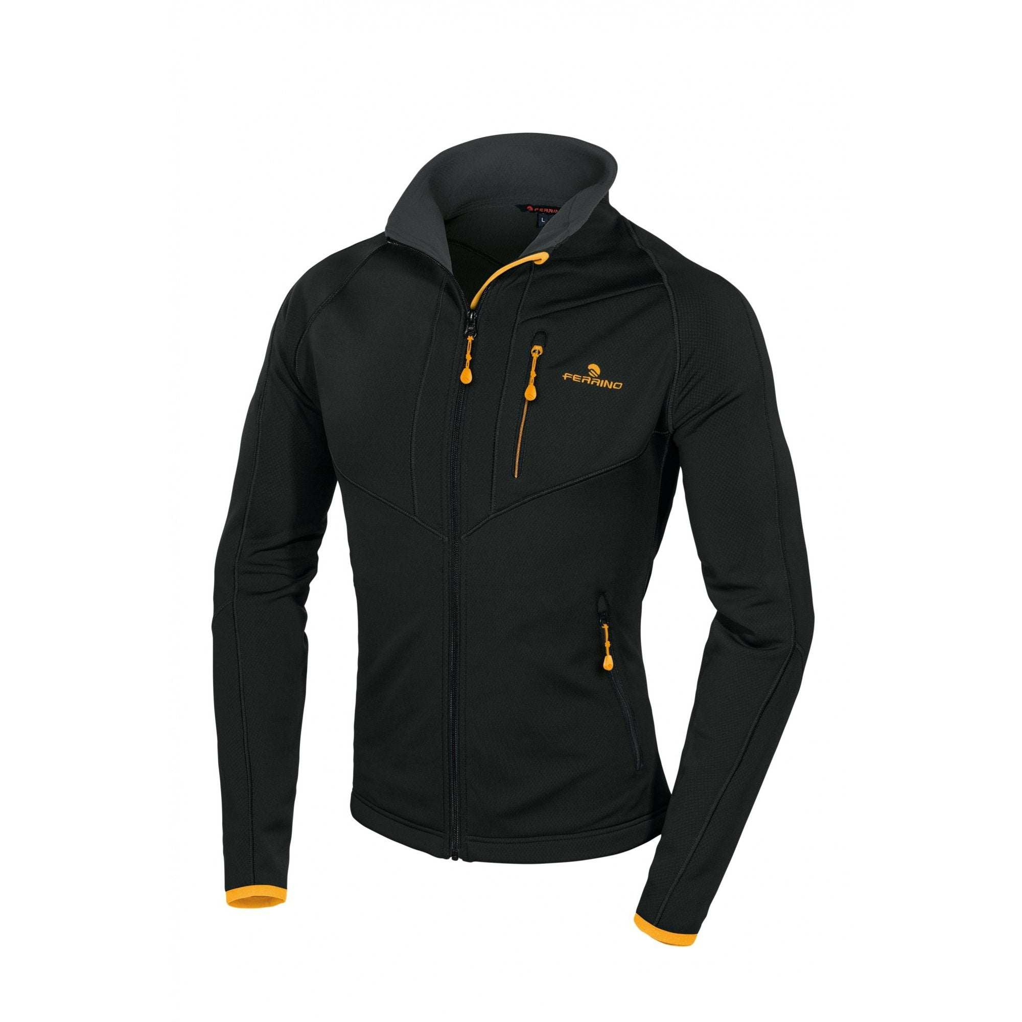 Tete Rousse Jacket man eco-friendly thermal mid-layer with recycled polyester and nylon fibers, zippered pockets, elastic cuffs, and hood for alpine and trekking activities
