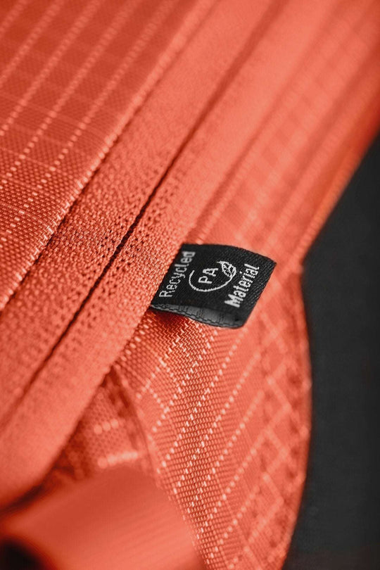 Lightweight and sustainable Trad Zero 24 climbing backpack detail showing durable 420D Ripstop material.