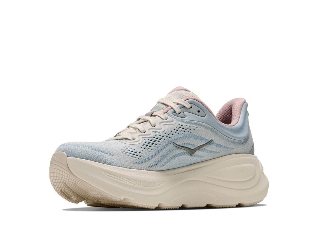 Scarpa HOKA Bondi 9 GLM donna azzurro chiaro e crema, vista a tre quarti del lato interno