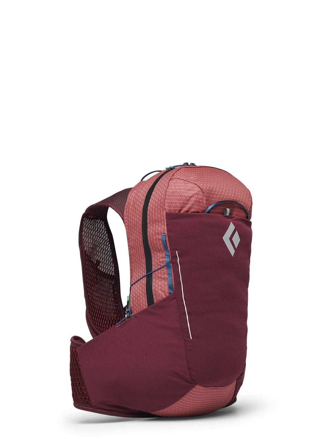 Women's Pursuit Backpack 15 L in red, designed for comfort and easy trekking; features recycled materials, quick access pockets, and hydration storage.