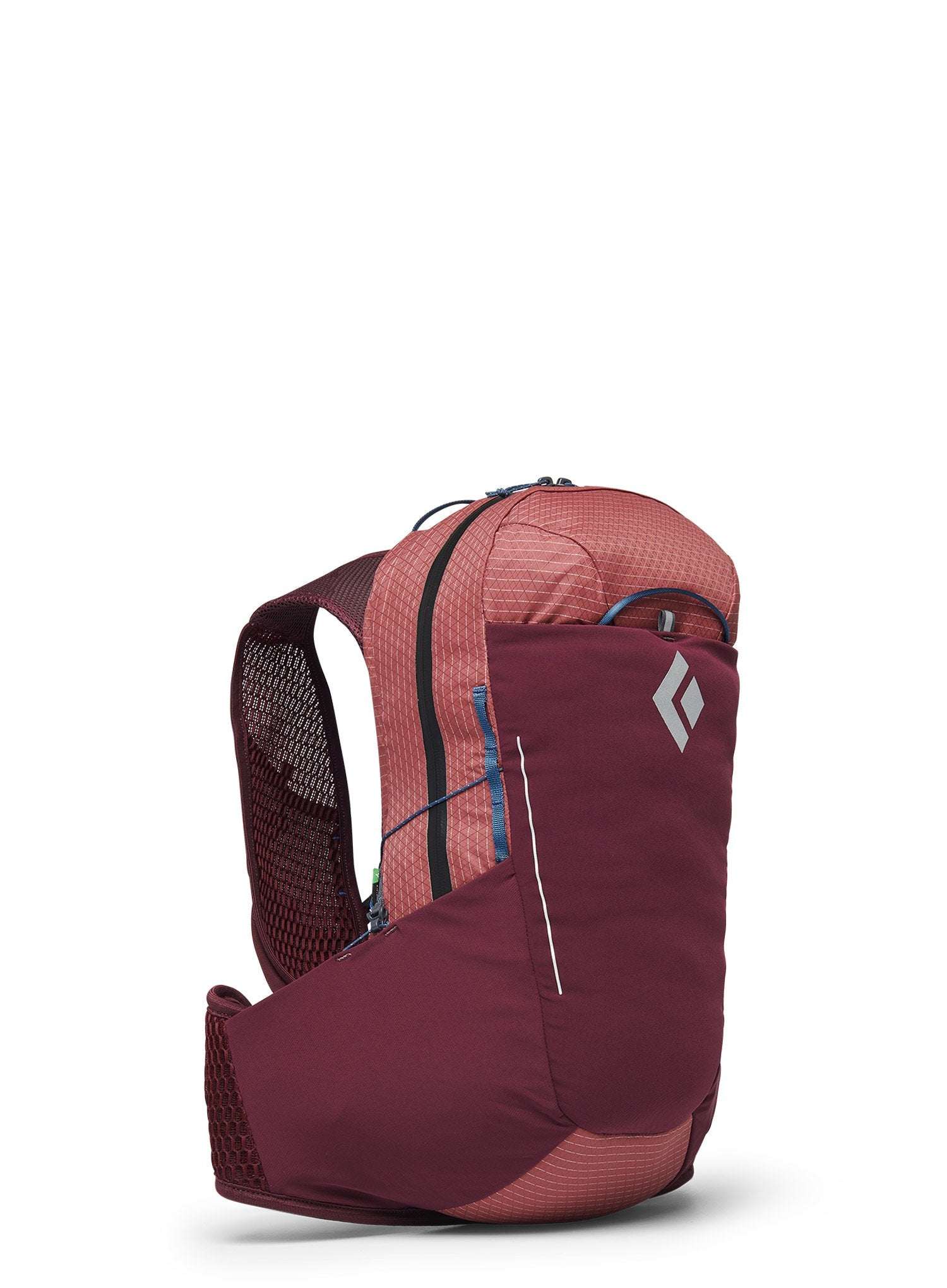 Women's Pursuit Backpack 15 L in red, designed for comfort and easy trekking; features recycled materials, quick access pockets, and hydration storage.