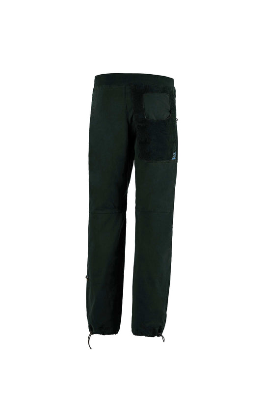 Pantaloni da outdoor neri in cotone, dal taglio lungo e vestibilità regolare, con tasca applicata sulla coscia e fondo gamba regolabile.