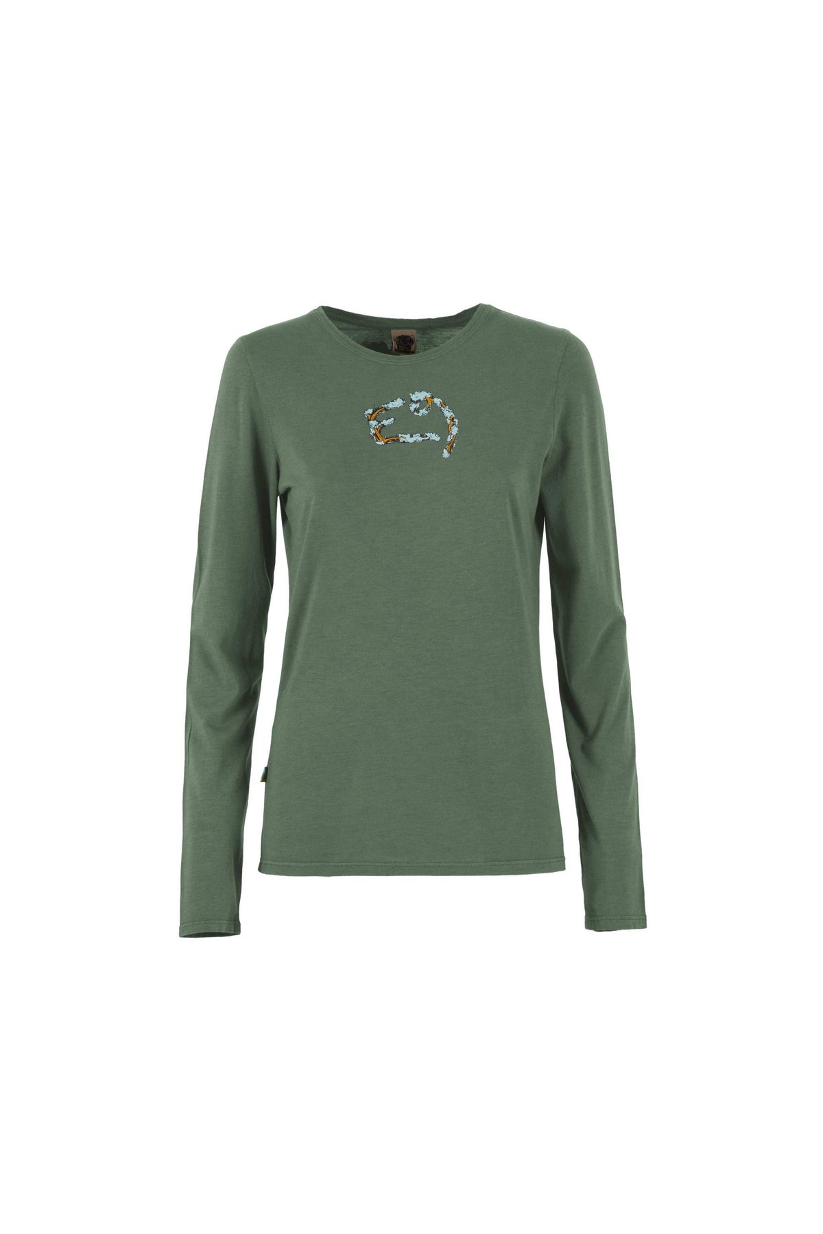 T-shirt a maniche lunghe verde salvia, dal taglio slim e con piccolo logo grafico multicolore sul petto.