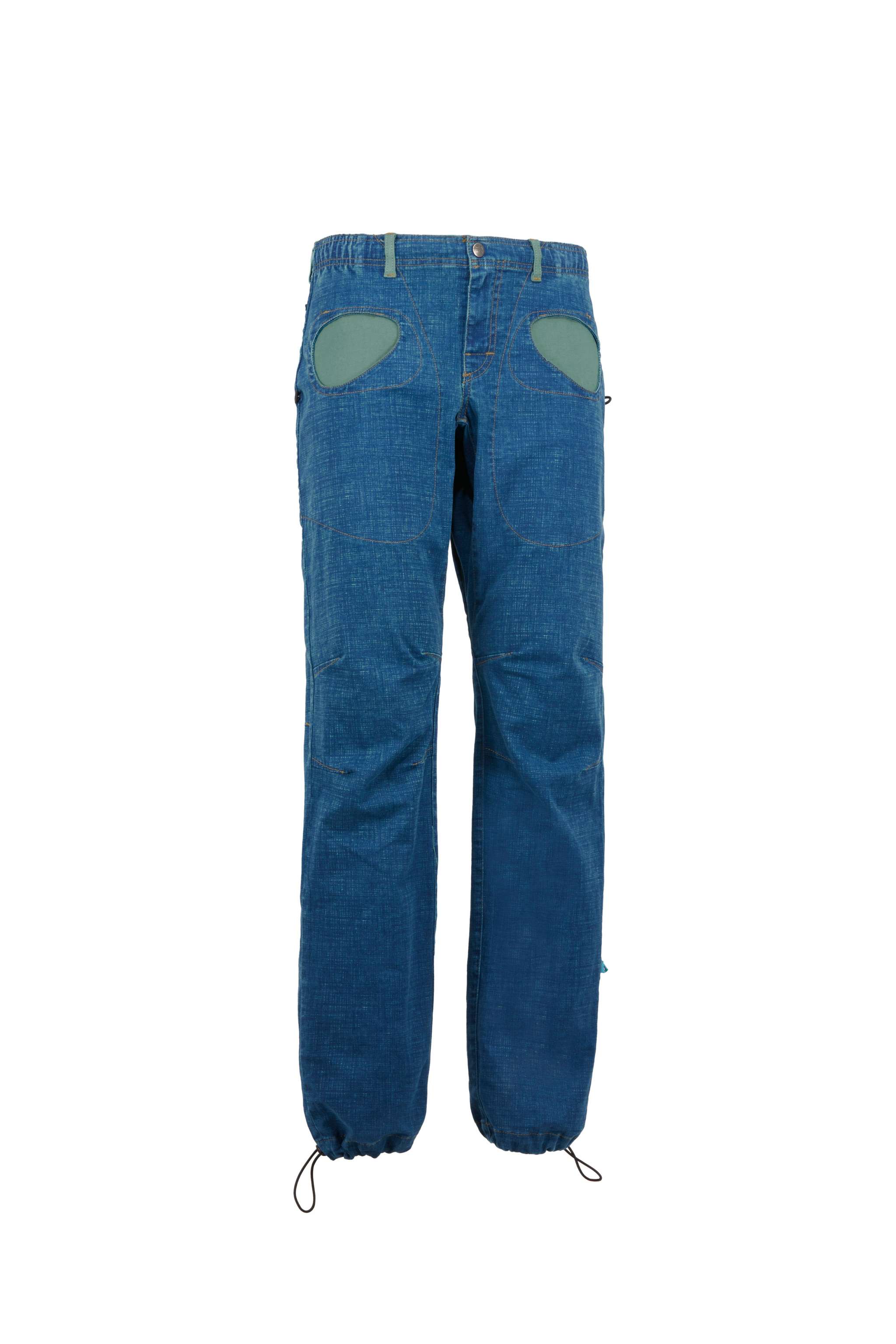 Rondo X2 outdoor climbing pants in blue stretch cotton with contrast pockets.