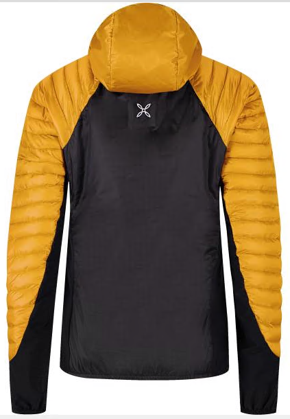 Giacca da donna imbottita con cappuccio in nylon riciclato, leggera e resistente per attività outdoor.