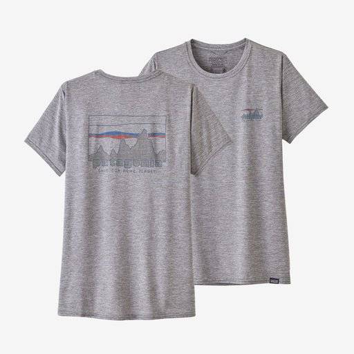 Cap Cool Daily Graphic Shirt in grey with mountain design, lightweight, quick-dry, made from recycled polyester, Fair Trade Certified.