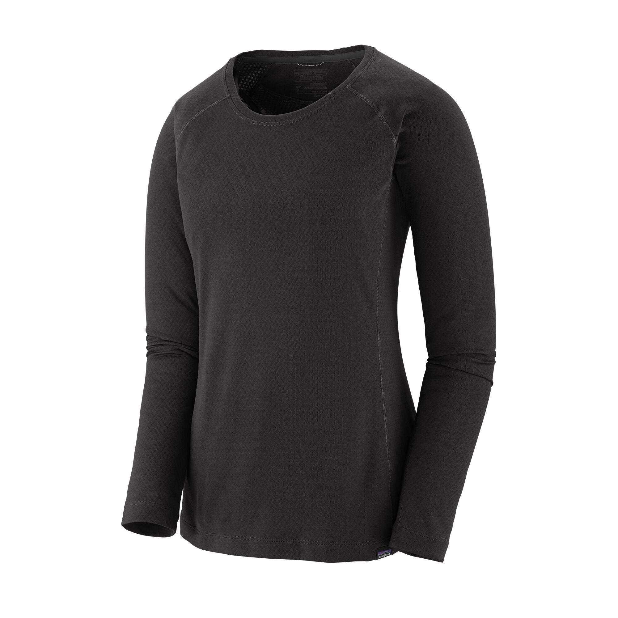 Women's Cap Mw Crew baselayer, made from 100% recycled polyester, black, with raglan sleeves and HeiQ® Pure odor control.