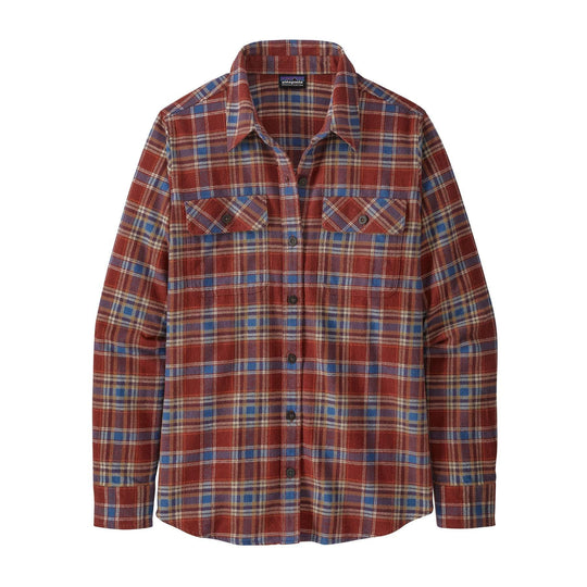 W's L/S Organic Cotton Mw Fjord Flannel Shirt - Ice Fjord: Fox Red - Blogside