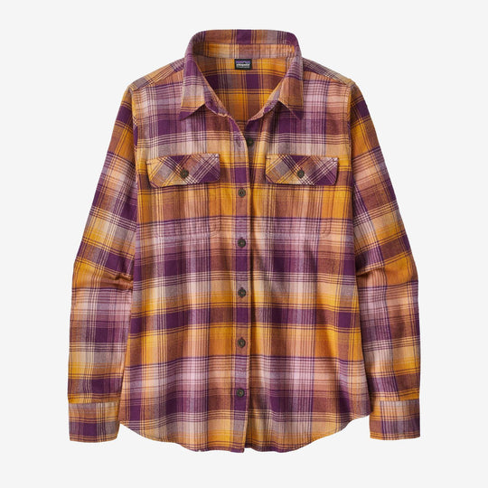 W's L/S Organic Cotton Mw Fjord Flannel Shirt - Sun Rays: Night Plum (Sample) - Blogside