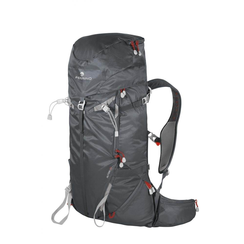 Zaino Rutor 30 for ski mountaineering and alpine activities, featuring front rescue gear pocket, crampon/rope compartment, and removable hood.