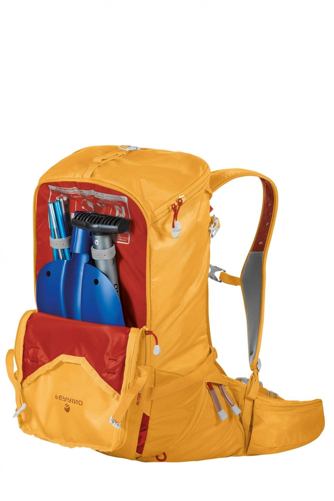 Yellow Zaino Rutor 30 alpine backpack with front rescue gear pocket.