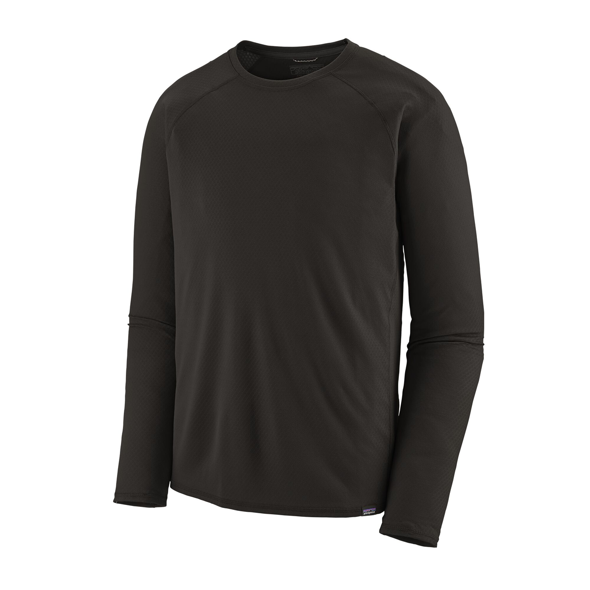 M's Cap Mw Crew black long-sleeve baselayer made of recycled polyester with raglan sleeves and thumb loops